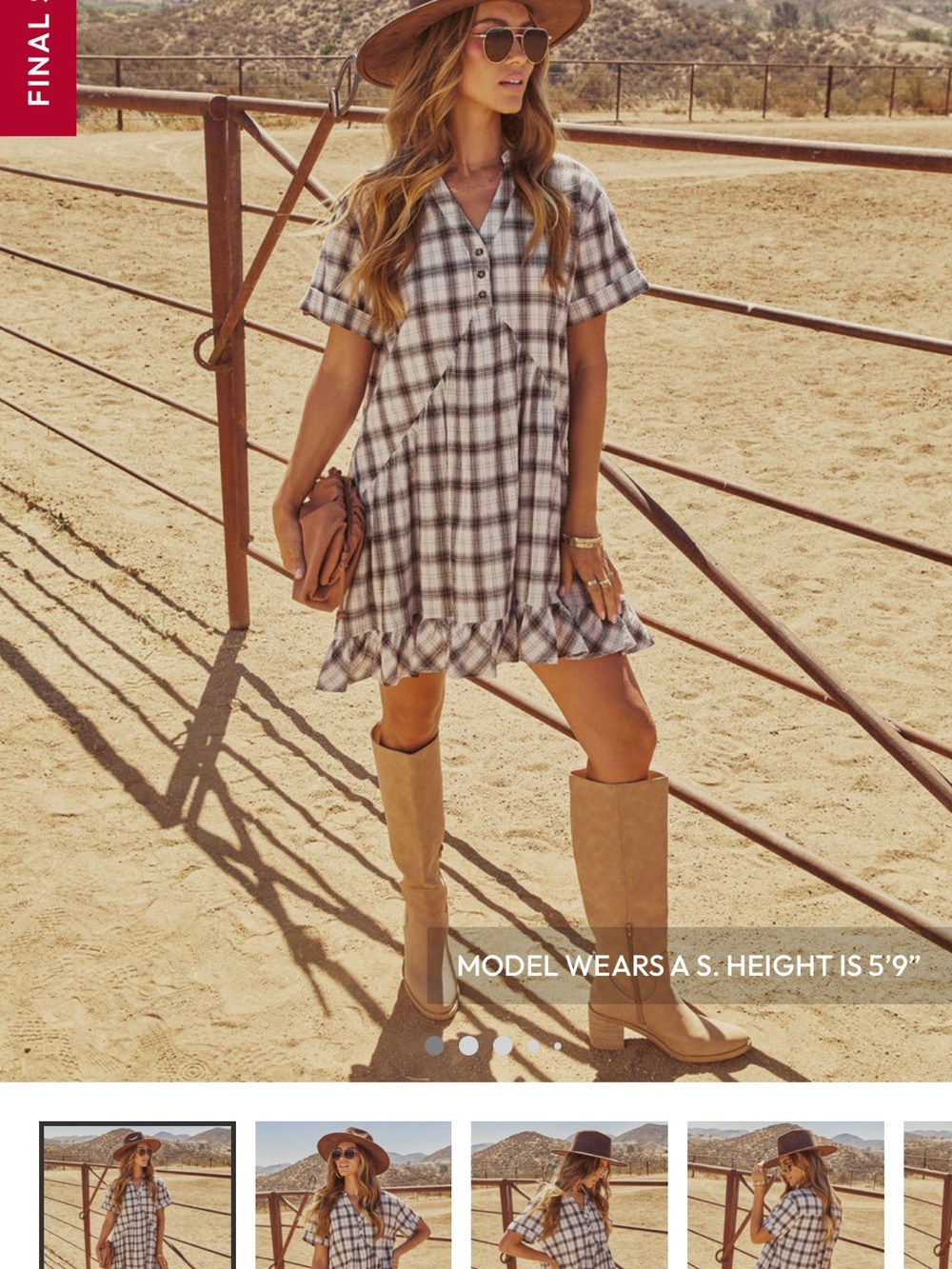 Vici Plaid Short Sleeve Ruffled Hem Dress in White and Black